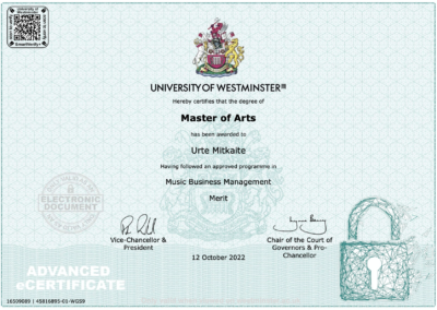 music business management MA master degree